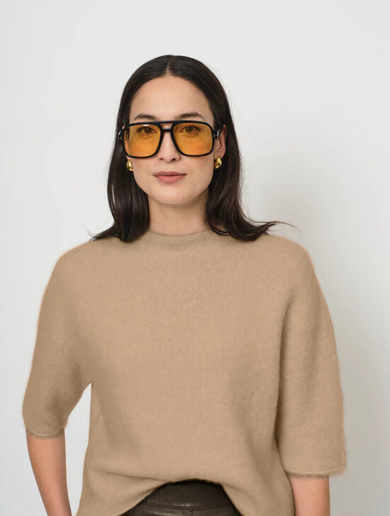 Īsroku alpaka džemperis bēšs